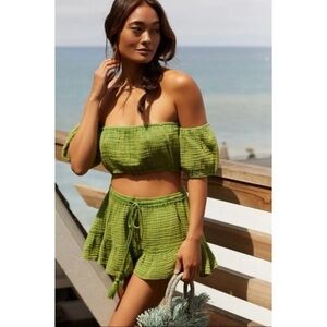 Anthropologie | Green Cotton Top